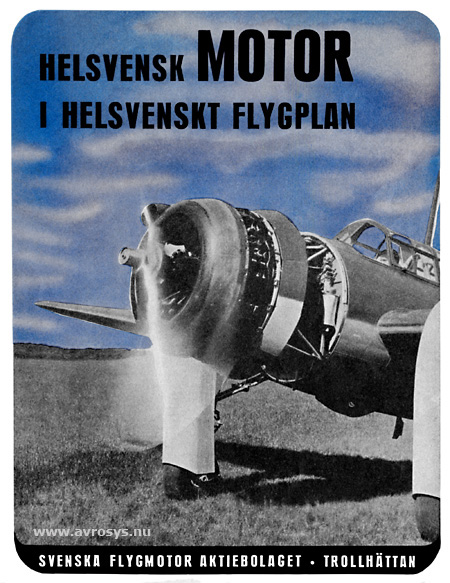 Advertisement for SAAB 17 in "Flygning"16/42. Repro photo and picture processing  Lars Henriksson