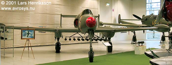 Swedish Air Force Jet Fighter SAAB J 21R, displayed at Flygvapenmuseum. Photo Lars Henriksson.