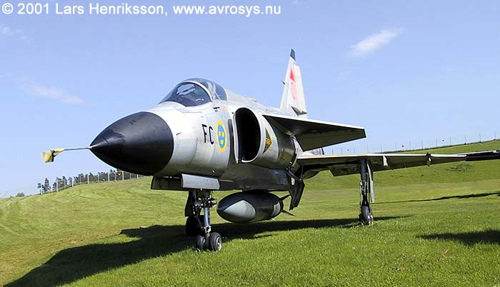 The prototype of the figther version (JA 37) of SAAB Viggen (# 37301). Now at the Swedish Air Force Museum (Flygvapenmuseum), Malmen, Linköping 