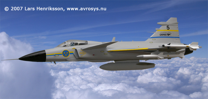 Swedish Air Force mulit-role fighter aircraft JAS 39 Gripen. Prototype 5.