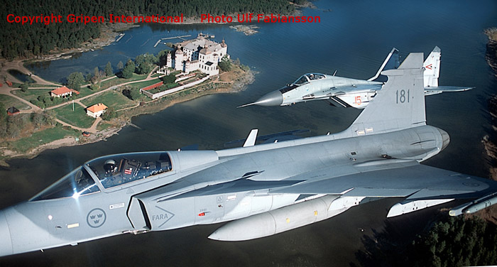 Swedish fighter aircraft JAS 39A # 39181 and a Hungarian MiG-29