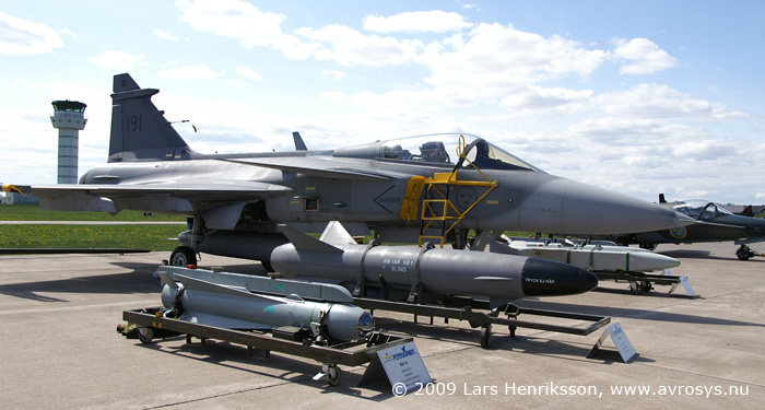  JAS 39A 39191 with alternative weapons at Swedish Air Force Wing F 7, Stens.