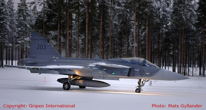 Swedish Air Force fighter aircraft JAS 39A Gripen # 39203 