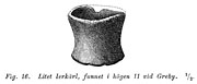 Small earthenware vessel, earlier Iron Age. Greby, Sweden. - Litet lerkärl från Greby i Bohuslän.  Äldre järnålder. Size 1761 x 752 pixels.
