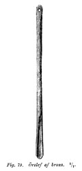 Ear cleaner of bronze. Middle Age. Ragnhildsholmen Castle, Sweden. - Örslev av brons. Medeltid. Ragnhildholmens slottsruin, Bohuslän. - Size 1100 x 2300 pixels.
