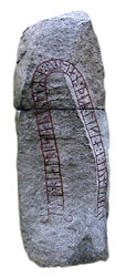 Rune Stone from Valleberga in the Municipality of Ystad. Now at the Rune Stone Hill at Lundagård, Lund. Vallebergastenen vid runstenskullen i Lundagård vid Lunds domkyrka.