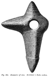 Hammer of stone, ornamented. Stone Age. Found at Stala, Orust, Sweden. - Size 1800 x 2800 pixels.