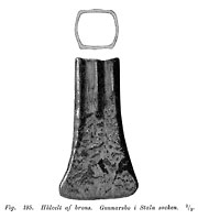 Hollow axe of bronze. Found at Stala, Orust, Sweden. 1900 x 2100 pixels.