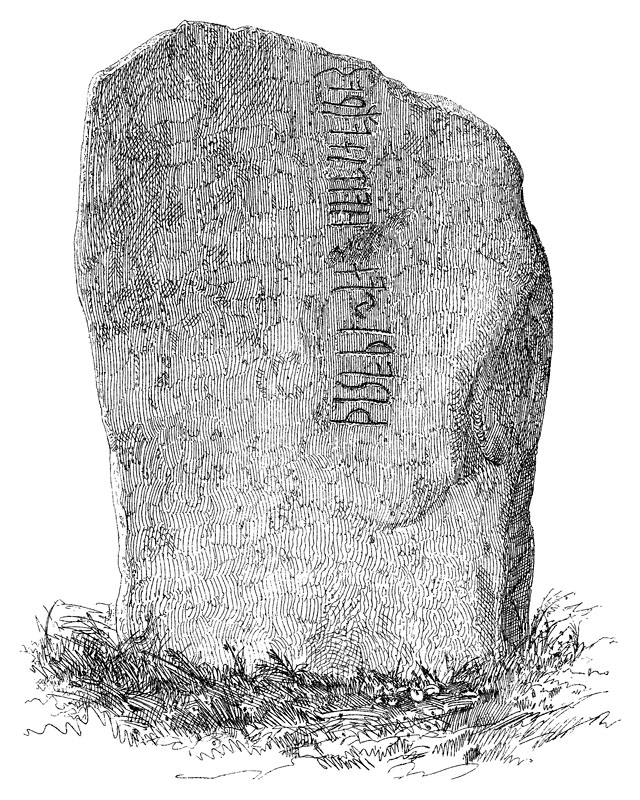 Kallebystenen, Rune Stone at Tanum Church, Bohuslän. Kallebystenen, runsten nu placerad vid Tanums kyrka, Bohuslän. 