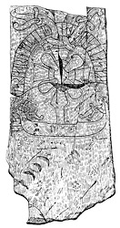 Rune stone from Husaby Churchyard, Västergötland, Sweden. Runsten från Husaby kyrka, Västergötland.