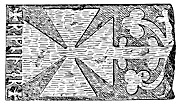 Flagstone with Runes at Näs Church, Västergötland, Sweden. Sandstenshäll med runor vid Näs kyrka, Västergötland