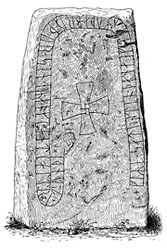 Rune Stone at Vist Church, Ulricehamn, Sweden. Runsten vid Vist kyrka, Ulricehamn