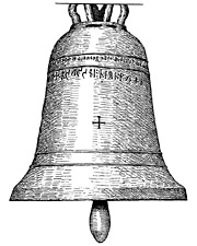Church Bell with Runes, Hyssna Church, Mark, Sweden. Kyrkklocka med runor, Hyssna, Västergötland.