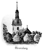 Vänersborg church, Sweden. Drawing from 1883. Size 2815 x 3276 pixels.
