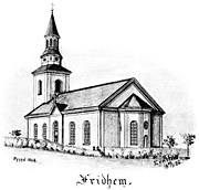 Fridhem church, Sweden. Drawing from 1886. Size 3104 x 2968 pixels.