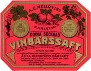 Label, blackcurrant syrup. Sweden 1928. - Etikett för vinbärssaft, Mellqvist, Karlstad. - Size 2529 x 1965 pixels