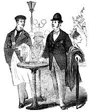 Man and waiter at an outdoor restaurant. Sweden 19th century - 100039 