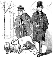 Man and woman with dogs. Sweden 19th century - Man och kvinna med sida hundar. Sverige, sent 1800-tal. Size 