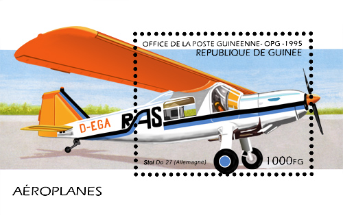 Stamp sheet from Republic of Guinea 1995 - Aroplanes Do 27.  