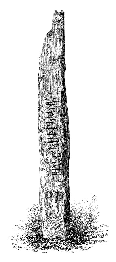 Rune Stone at Hoga, Stala, Island of Orust, Bohusln. Hoga-stenen, Stala frsamling, Orust. Frn 800-talet.