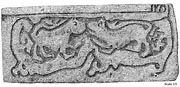 Stone from Brastad, Bohusln, Sweden. Compare with the rune stone to the left from the same place. Middle Age. - Size 3300 x 1600 pixels.