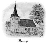 Bäreberg church, Sweden. Drawing from 1887. Size 3540 x 3250 pixels.