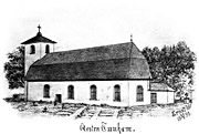 Västra Tunhem church, Sweden. Drawing from 1895. Size 4075 x 2736 pixels.