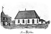 Norra Björke church, Sweden. Drawing from 1895. Size 3718 x 2500 pixels.