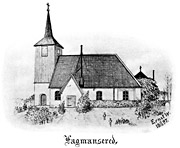 Lagmansered church, Sweden. Drawing from 1897. Size 3525 x 2900 pixels.