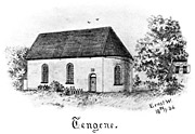 Tengene church, Sweden. Drawing from 1886. Size 3211 x 2204 pixels.