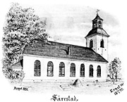 Särestad church, Sweden. Drawing from 1895. Size 3756 x 3026 pixels.