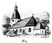 Flo church, Sweden. Drawing from 1884. Size 3258 x 2693 pixels.
