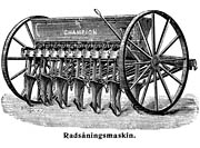 Seed drill, 19th Century. Radsningsmaskin. Size 2300 x 1700 pixels.