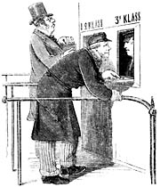 Buying ticket at the railway station. Sweden 19th century - 100083