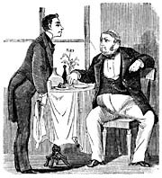 Waiter and displeased guest at restaurant. Sweden 19th century - 100096